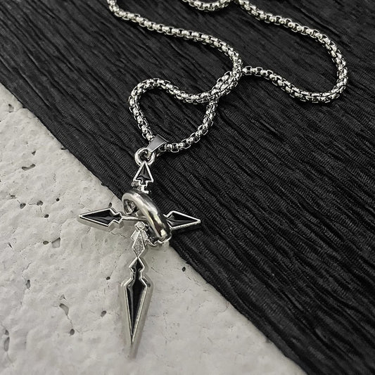 Noctforn Black Cross Titanium Steel Necklace Sweater Chain