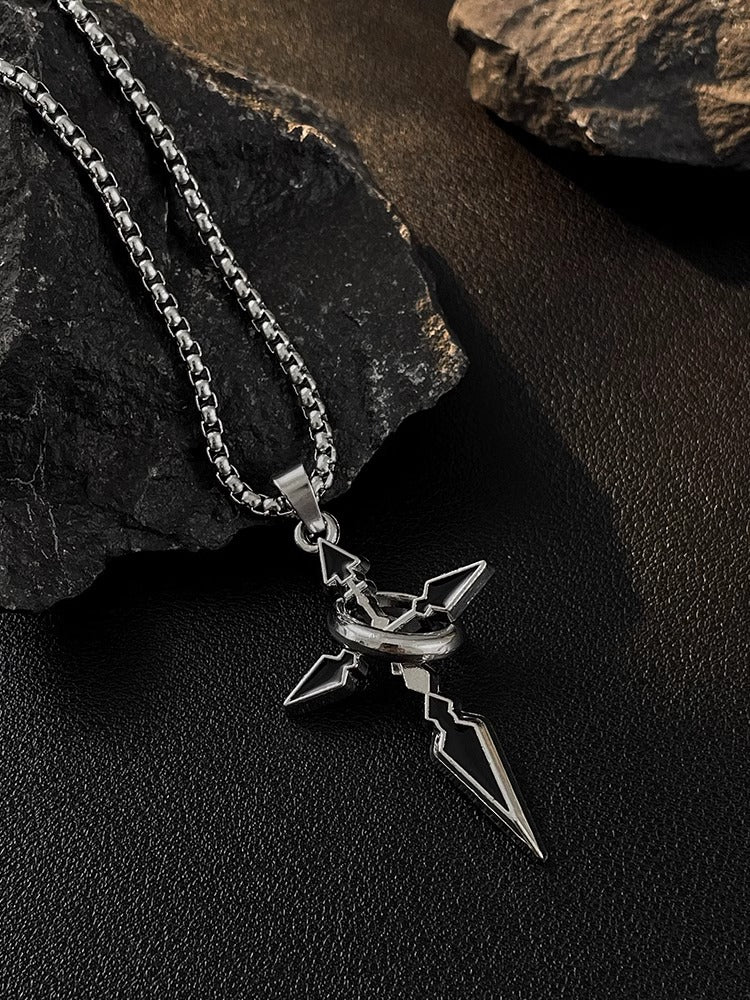 Noctforn Black Cross Titanium Steel Necklace Sweater Chain