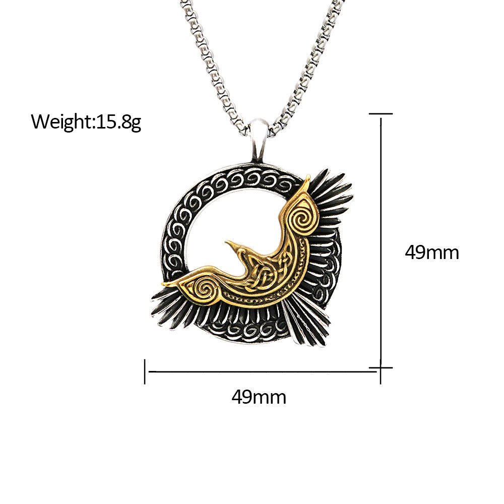 Titanium steel Viking Eagle men's necklace