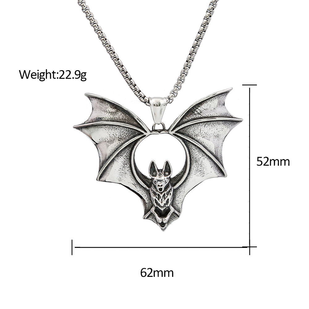 Retro Bat Pendant Titanium Steel Necklace