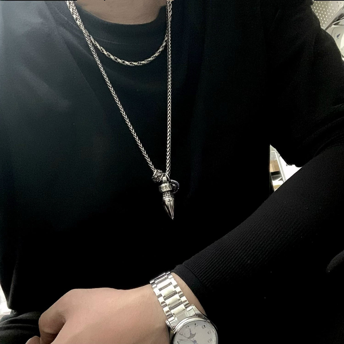 Noctforn Cross flower bullet sweater chain
