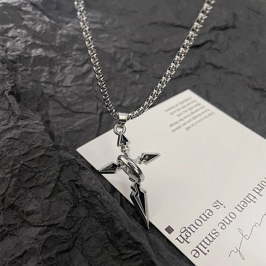 Noctforn Black Cross Titanium Steel Necklace Sweater Chain