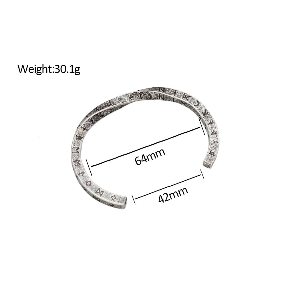 Viking retro letter stainless steel open mouth men's personalized titanium steel bracelet