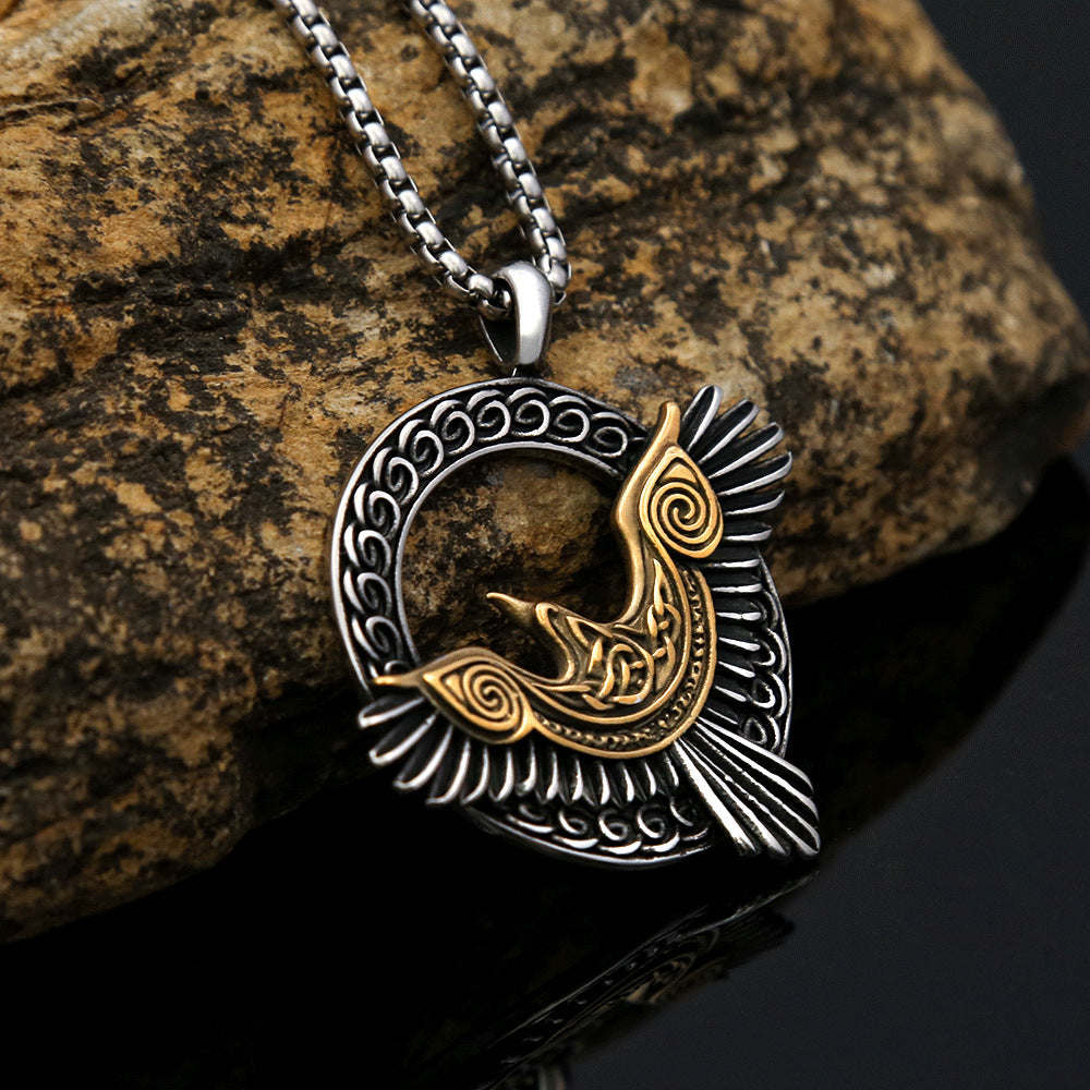 Titanium steel Viking Eagle men's necklace