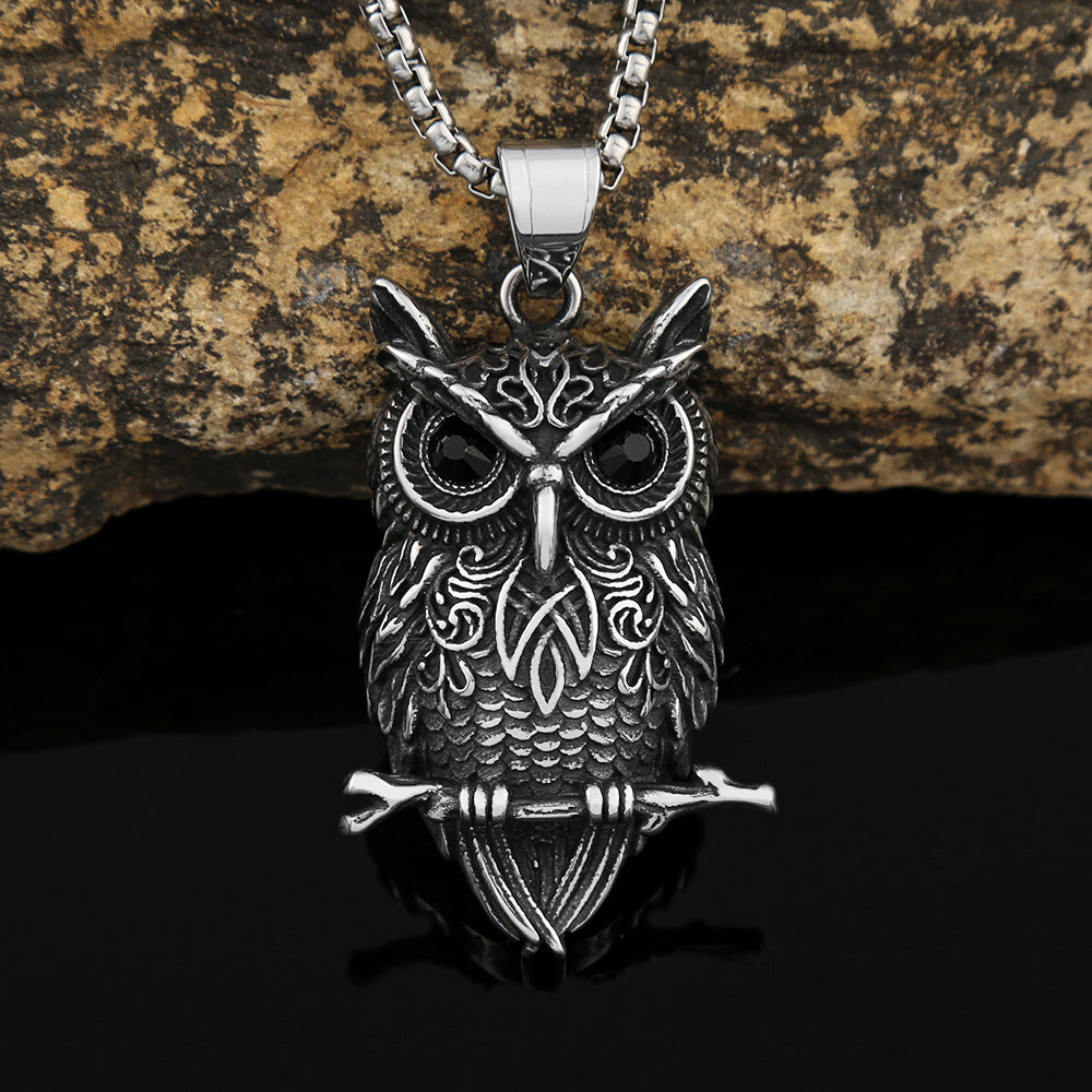 Viking Owl Skull Men's Necklace