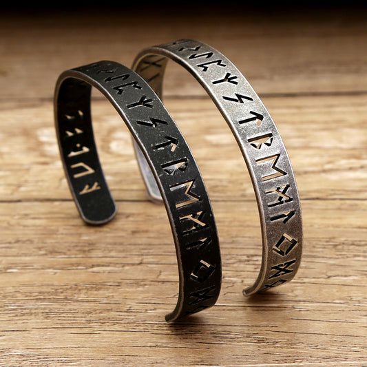Noctforn retro distressed hollow text characters men's bracelet