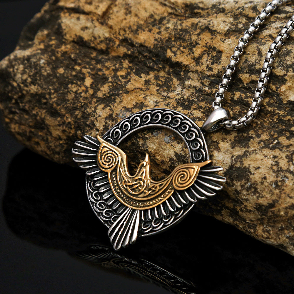 Titanium steel Viking Eagle men's necklace