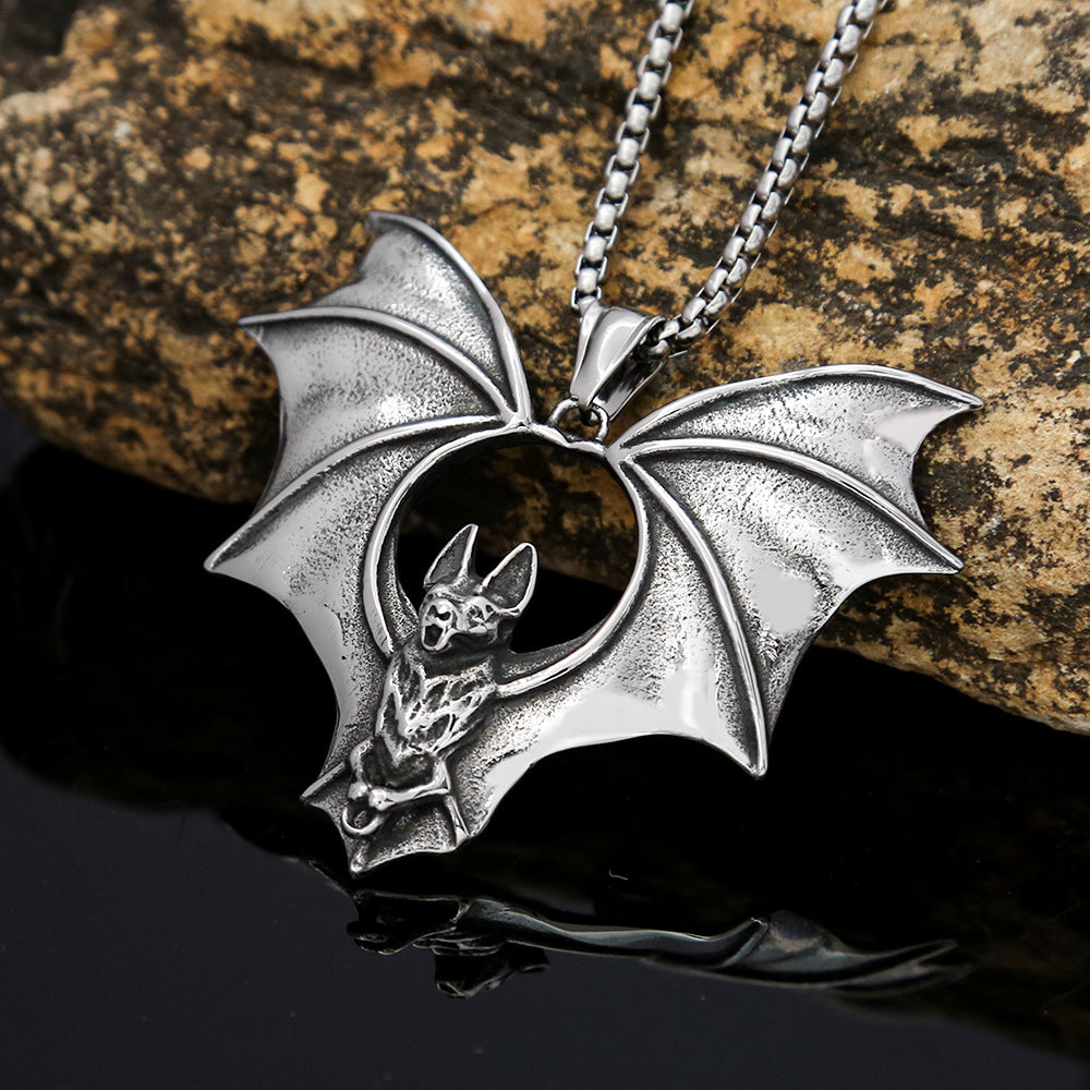Retro Bat Pendant Titanium Steel Necklace