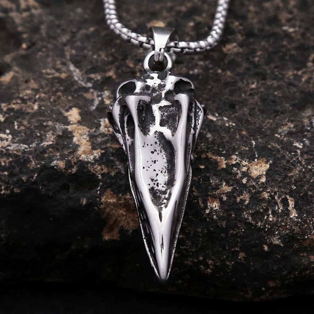 Pointed Crow Skull Pendant Personalized Stainless Steel Necklace