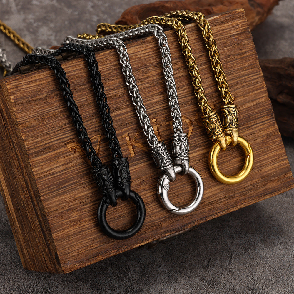 Dragon Chain Circle Viking Alloy Necklace