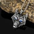 Viking Wolf Head Eyes Titanium Steel Men's Pendant Necklace