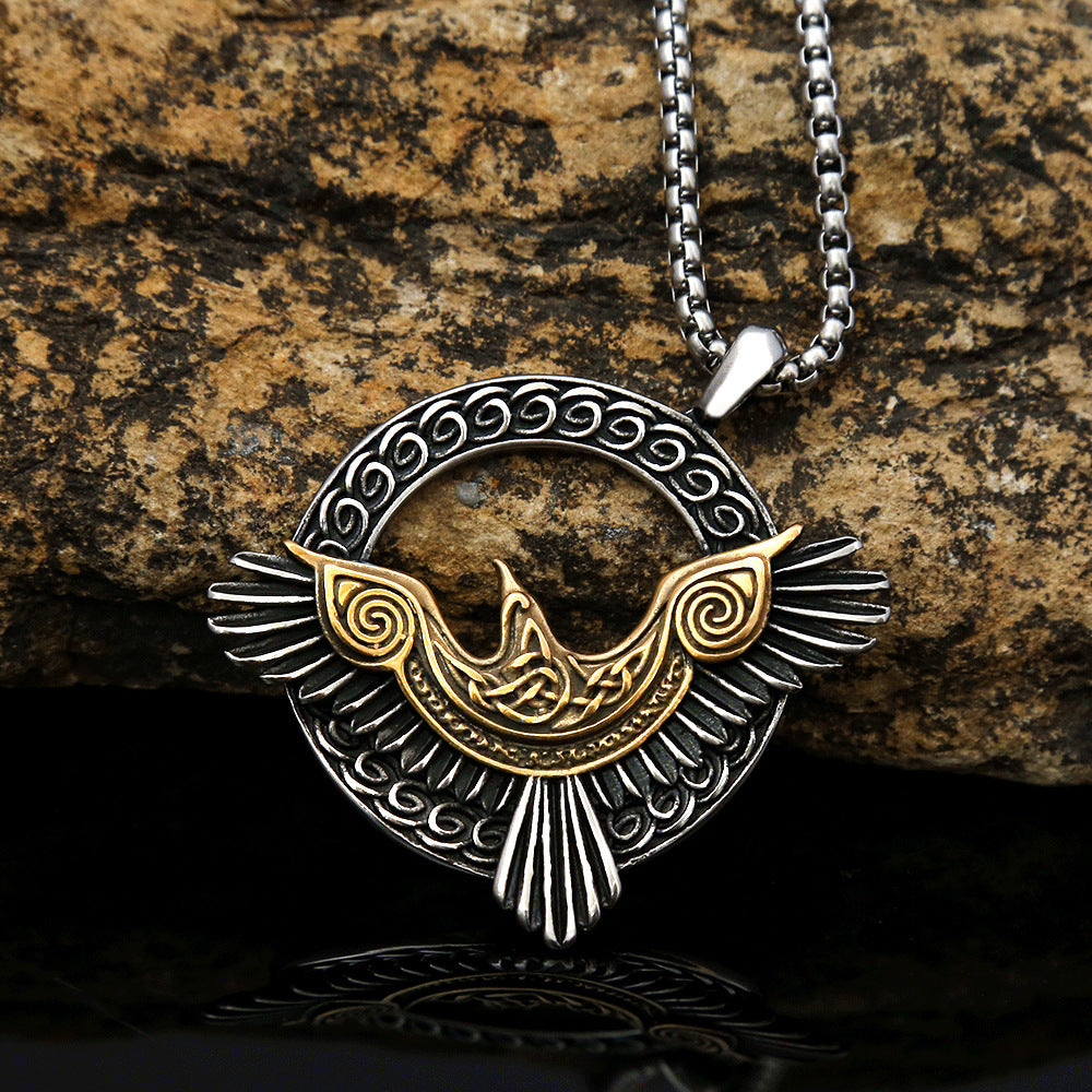 Titanium steel Viking Eagle men's necklace