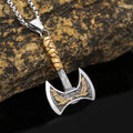 Viking Crow Axe Titanium Steel Retro Men's Necklace