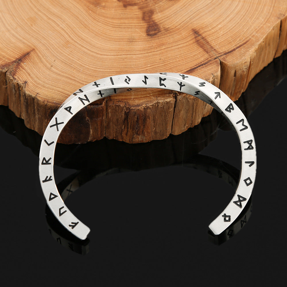 Viking retro letter stainless steel open mouth men's personalized titanium steel bracelet