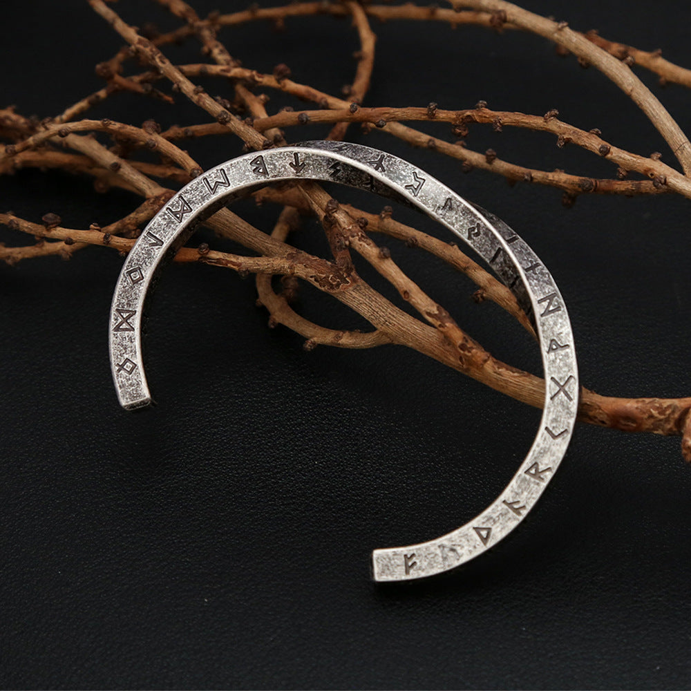 Viking retro letter stainless steel open mouth men's personalized titanium steel bracelet