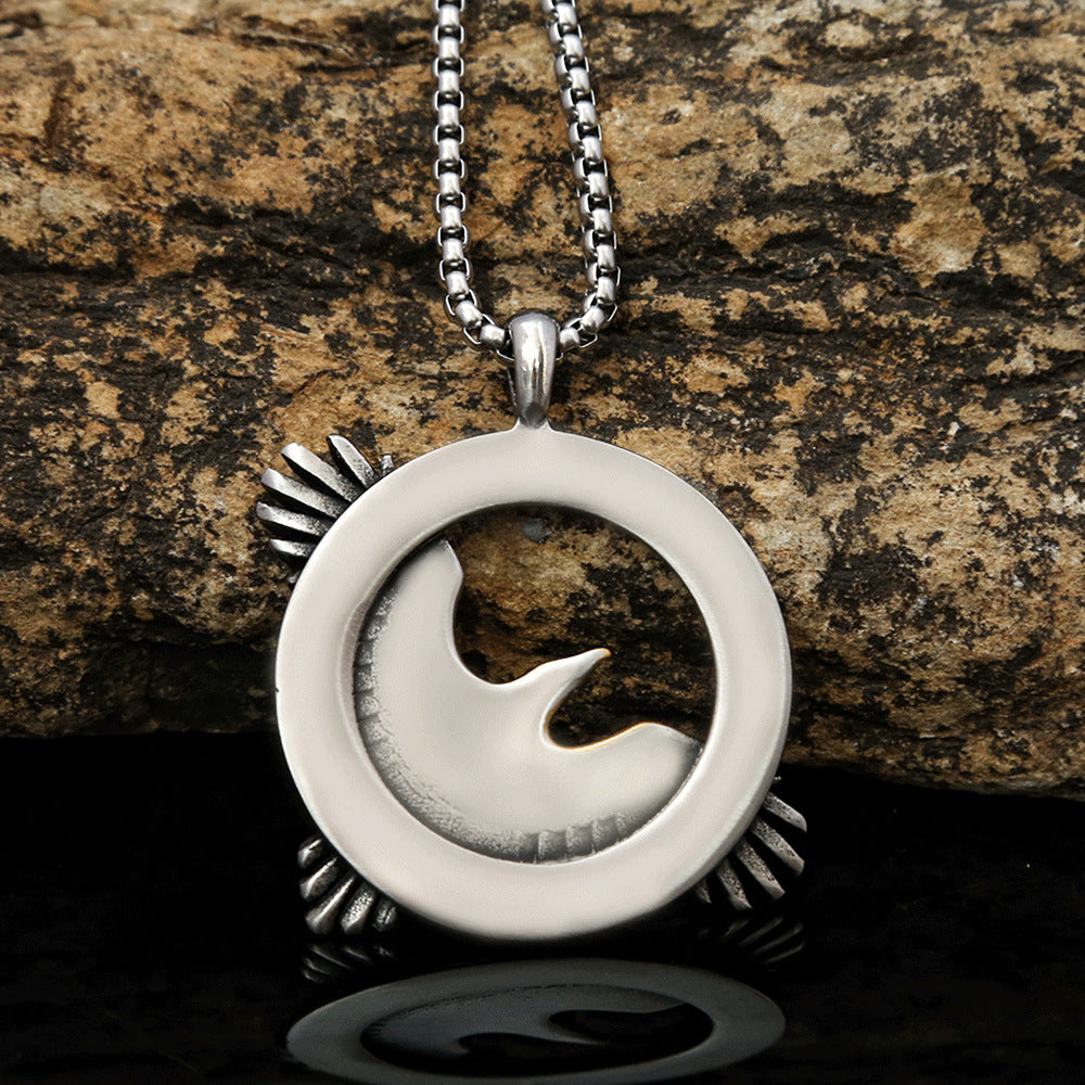 Titanium steel Viking Eagle men's necklace