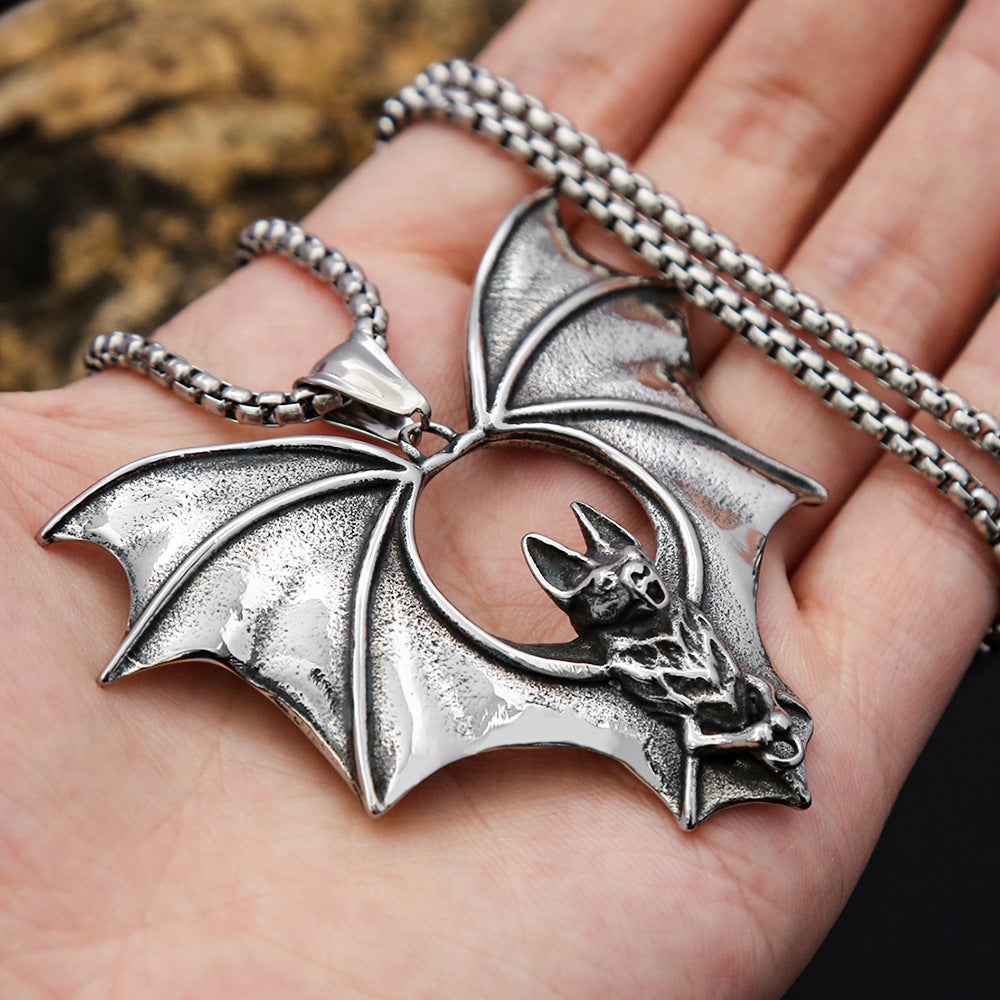 Retro Bat Pendant Titanium Steel Necklace