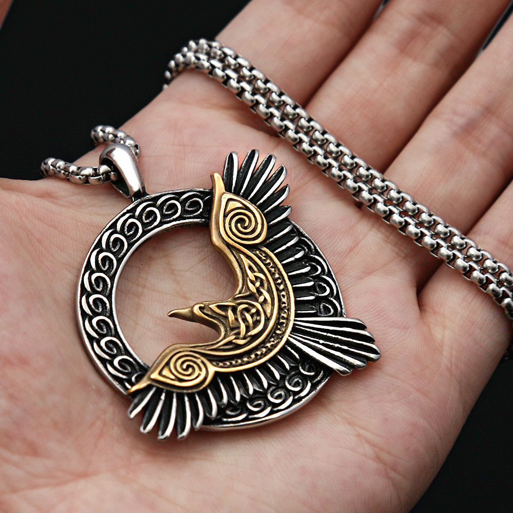 Titanium steel Viking Eagle men's necklace