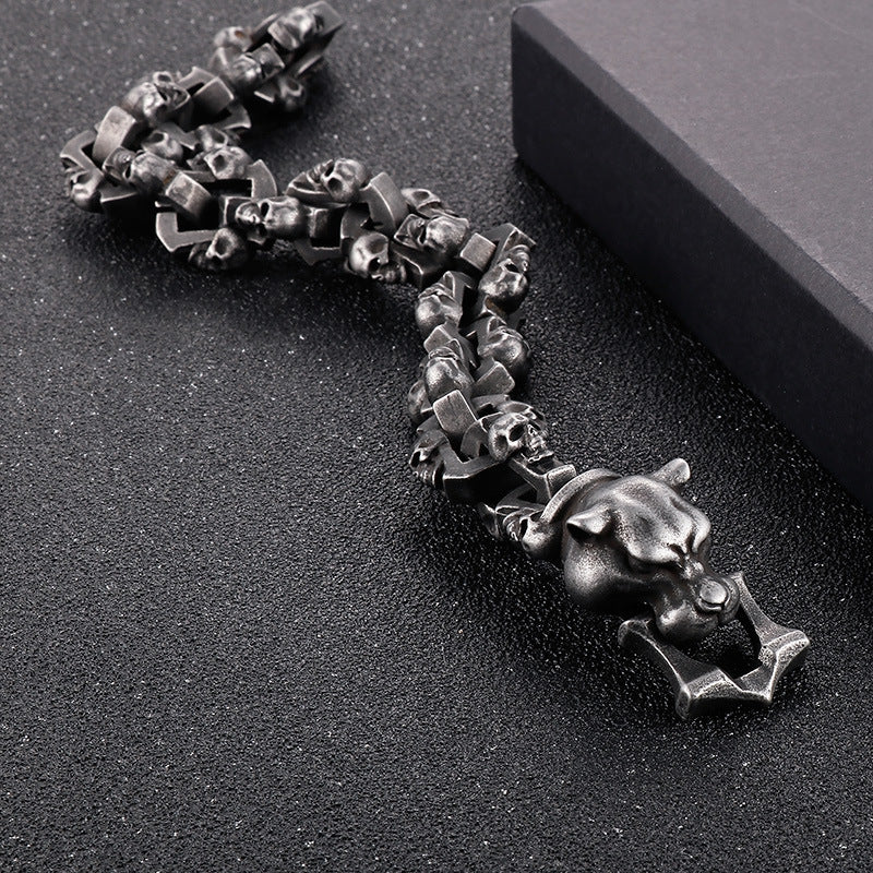 Noctforn Dark Style Leopard Head Male  Bracelet