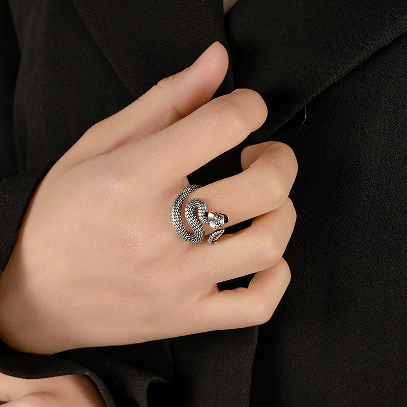 Original design adjustable alloy men's dark Tengsnake ring