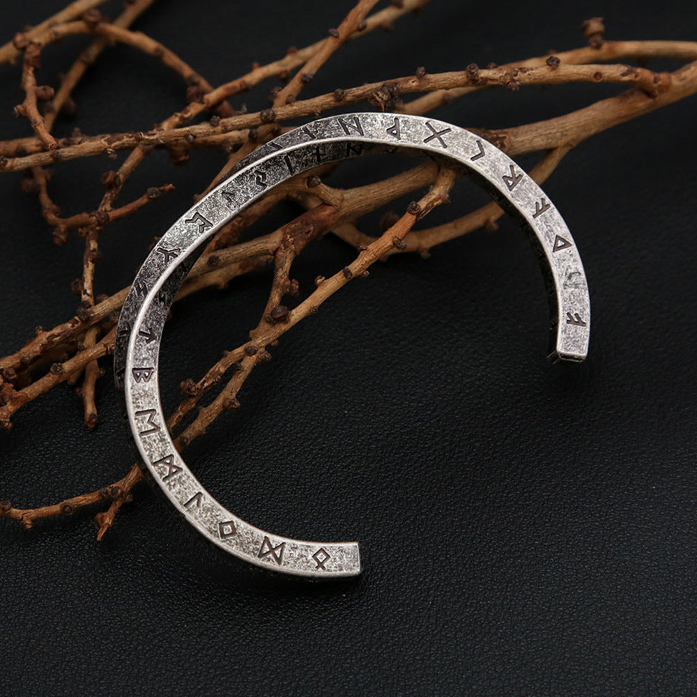 Viking retro letter stainless steel open mouth men's personalized titanium steel bracelet