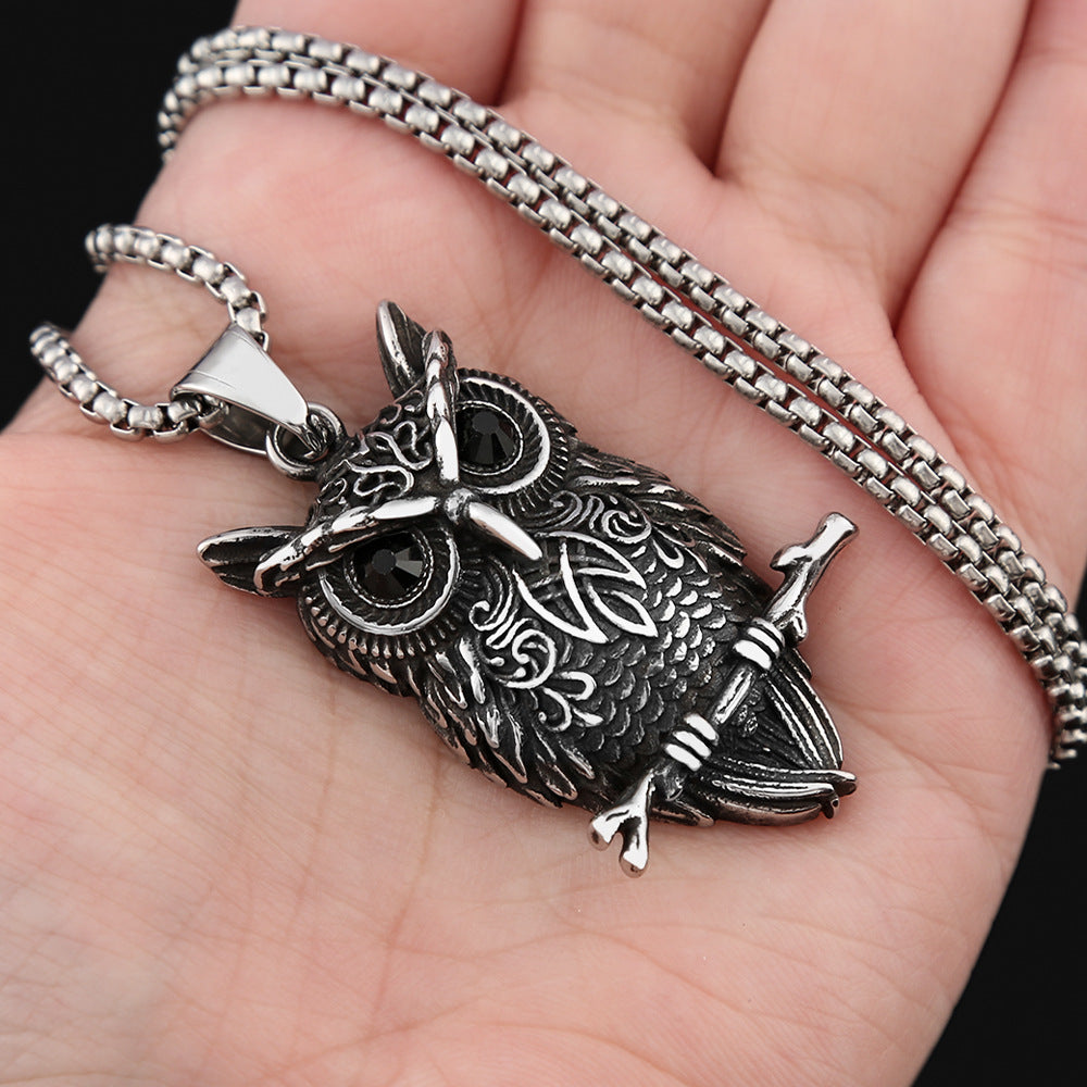 Viking Owl Skull Men's Necklace