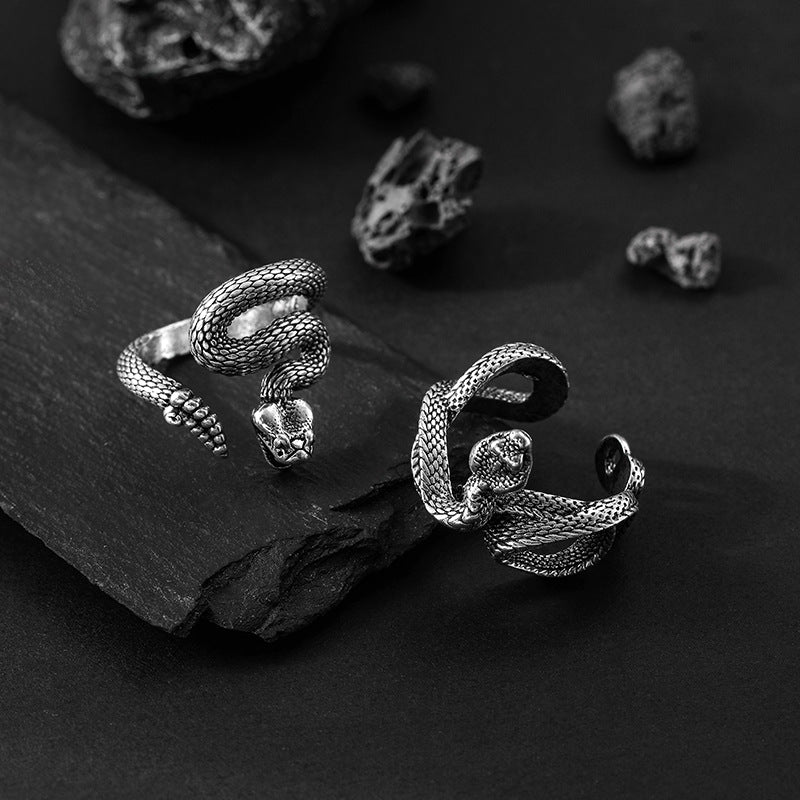 Original design adjustable alloy men's dark Tengsnake ring