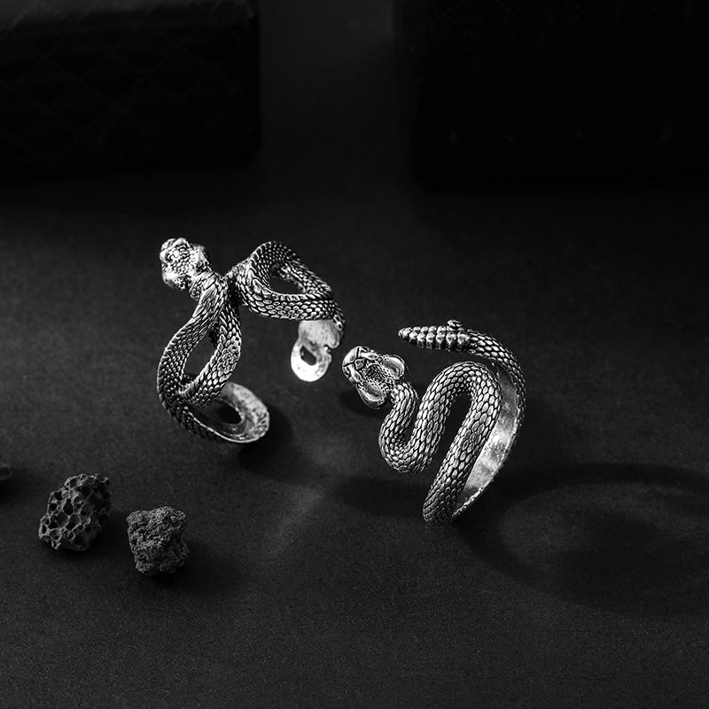 Original design adjustable alloy men's dark Tengsnake ring
