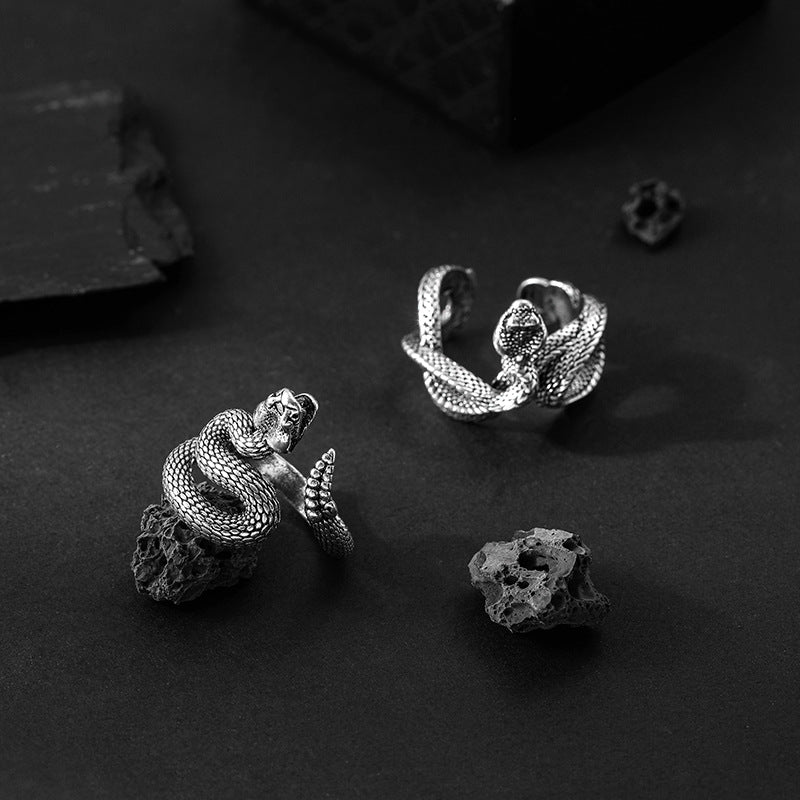 Original design adjustable alloy men's dark Tengsnake ring