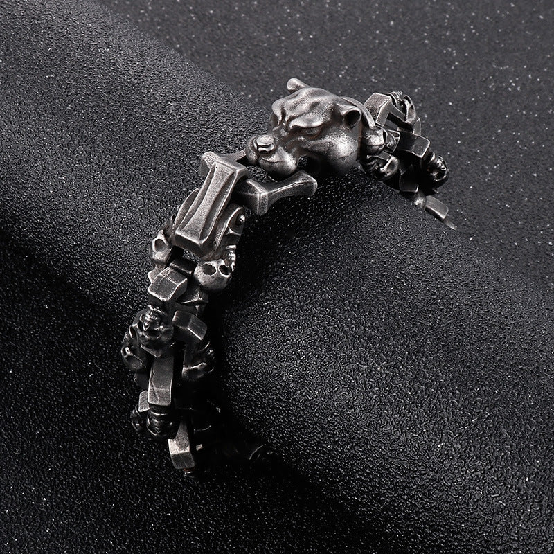 Noctforn Dark Style Leopard Head Male  Bracelet