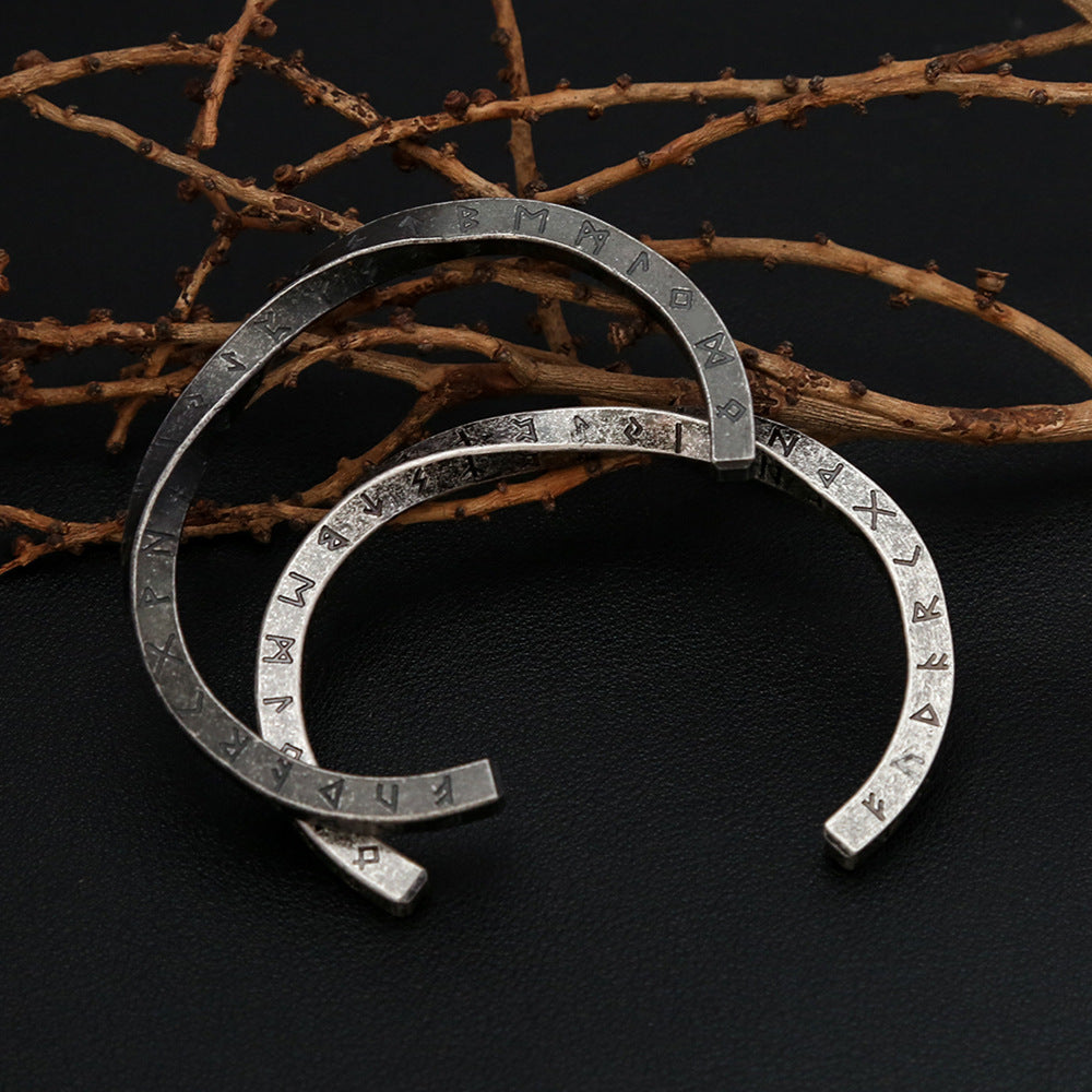 Viking retro letter stainless steel open mouth men's personalized titanium steel bracelet