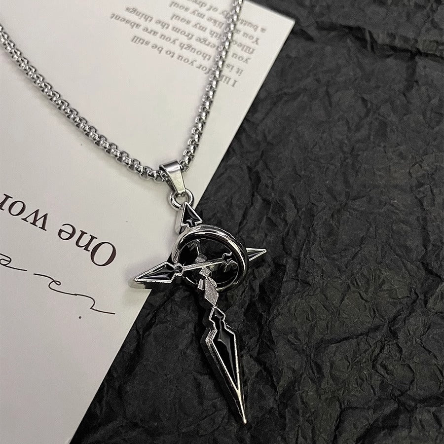 Noctforn Black Cross Titanium Steel Necklace Sweater Chain