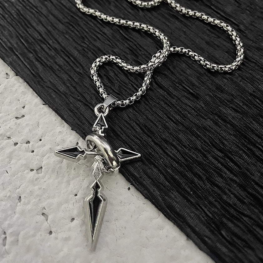 Noctforn Black Cross Titanium Steel Necklace Sweater Chain