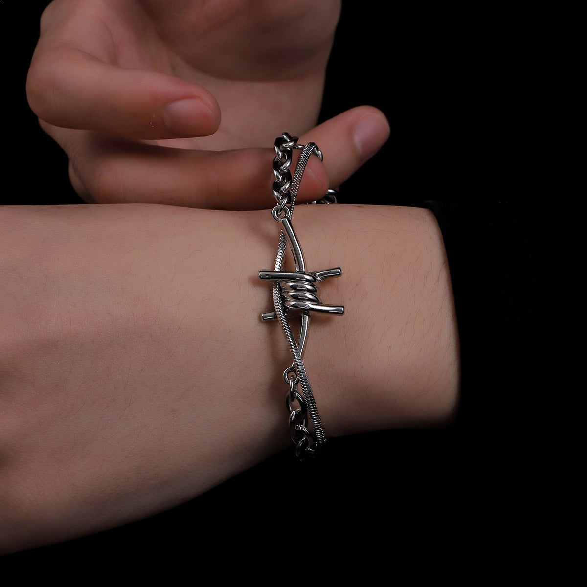 Noctforn Stainless Steel Double-Layer Chain Dark Bracelet