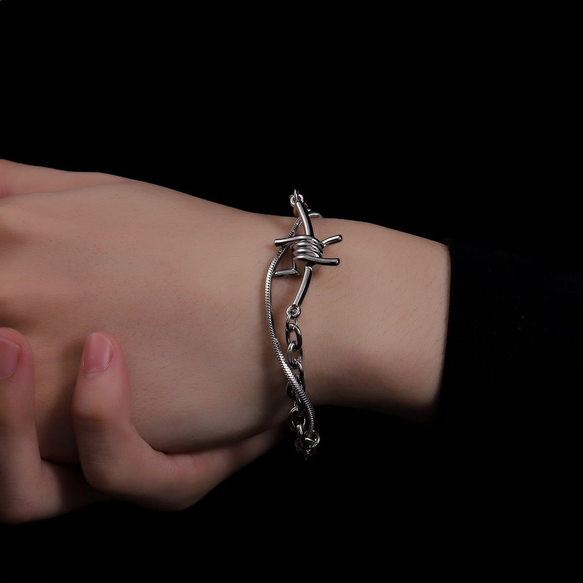 Noctforn Stainless Steel Double-Layer Chain Dark Bracelet