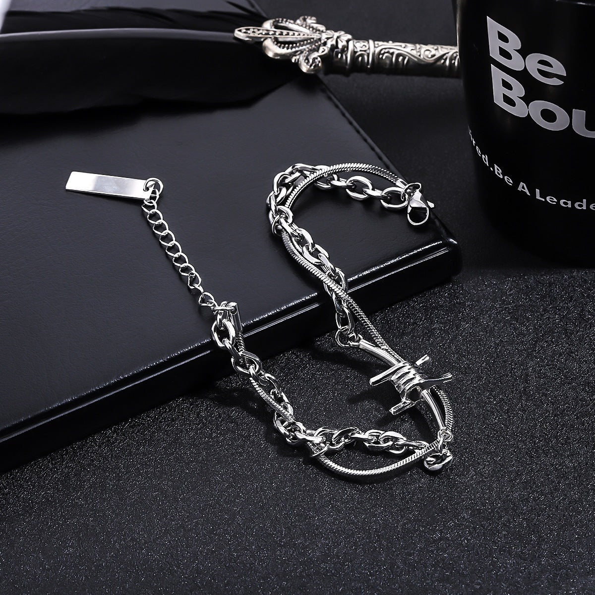Noctforn Stainless Steel Double-Layer Chain Dark Bracelet