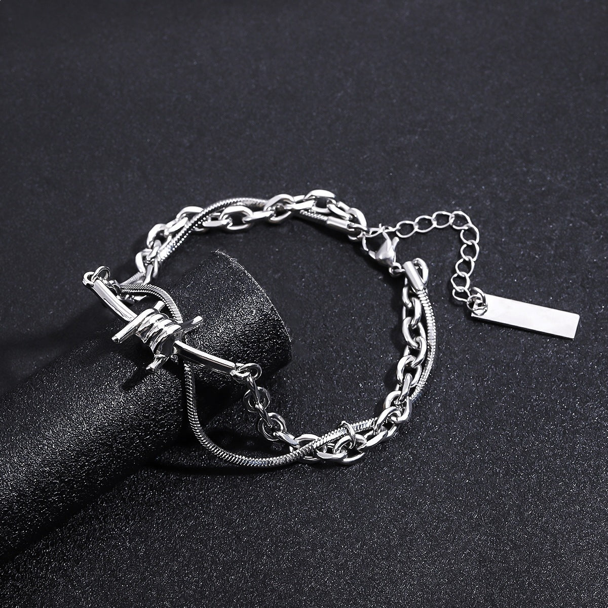 Noctforn Stainless Steel Double-Layer Chain Dark Bracelet