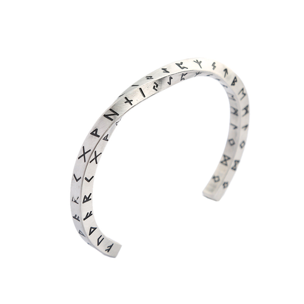 Viking retro letter stainless steel open mouth men's personalized titanium steel bracelet