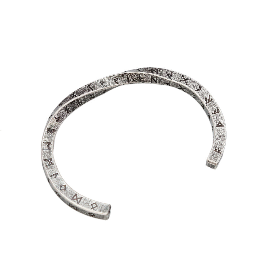 Viking retro letter stainless steel open mouth men's personalized titanium steel bracelet