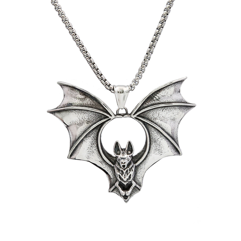Retro Bat Pendant Titanium Steel Necklace