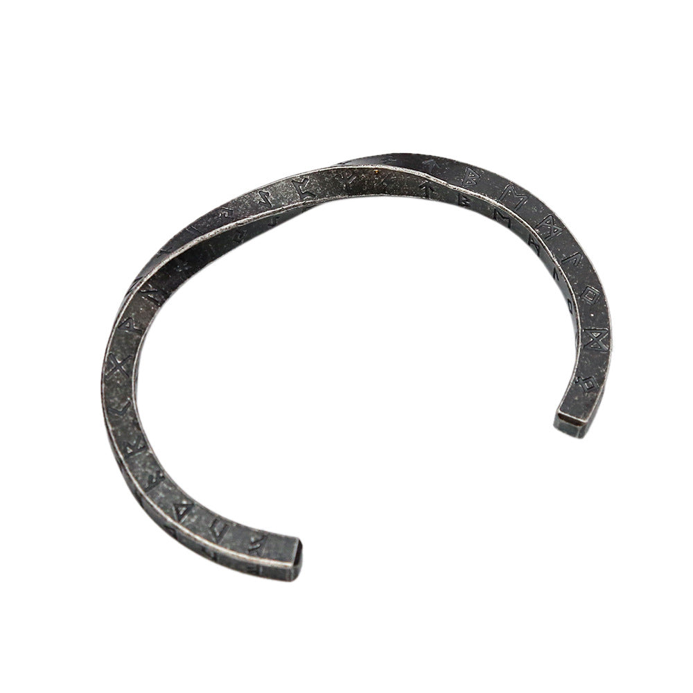 Viking retro letter stainless steel open mouth men's personalized titanium steel bracelet